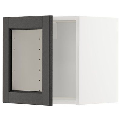 METOD Навісна шафа/скляні дверцята, білий/чорний тонований Lerhyttan, 40x40 см 394.653.57 фото