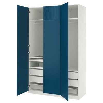 PAX/FYRUDDEN Гардероб комбінований - Білий/Синій 150x60x236 см 495.817.71 фото