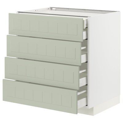 METOD/MAXIMERA Sza stj 4fr/2n/3śr sz, білий/Stensund світло-зелений, 80x60 см 394.863.12 фото