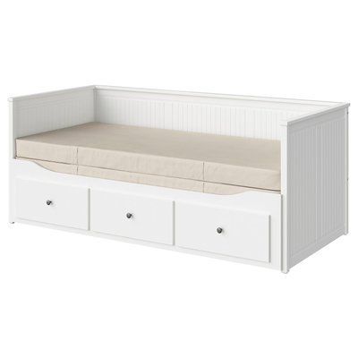 HEMNES Кушетка з 3 шухлядами, 2 матраци, білий/твердий Vannareid, 80x200 см 393.909.46 фото