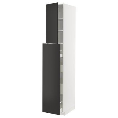 METOD/MAXIMERA 4-дверна/2-полувисока шафа, білий/Nickebo матовий антрацит, 40x60x220 см 494.977.39 фото