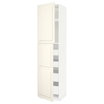 METOD/MAXIMERA Висока шафа, 2 дверцята/4 шухляди, білий/Бодбін кремовий, 60x60x240 см 594.564.65 фото