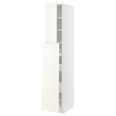 METOD/MAXIMERA 4-дверна/2-полувисока шафа, білий/Vallstena білий, 40x60x220 см 695.074.26 фото