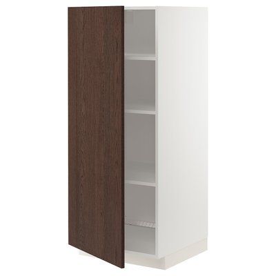 METOD Висока шафа/полиці, білий/Sinarp коричневий, 60x60x140 см 294.553.30 фото