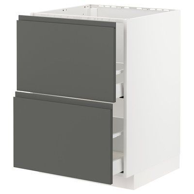 METOD/MAXIMERA Sz stj zl+2fr/2sz, білий/Voxtorp темно-сірий, 60x60 см 593.065.03 фото