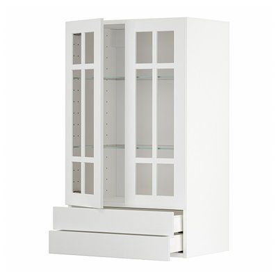 METOD/MAXIMERA Стінка 2 скляних дверцята/2 шухляди, білий/Stensund білий, 60x100 см 294.605.34 фото