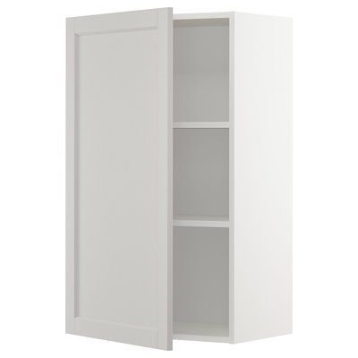 METOD Навісна шафа з полицями, білий/Lerhyttan світло-сірий, 60x100 см 494.580.64 фото