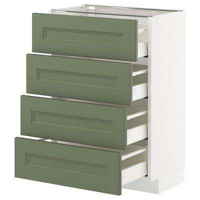 METOD/MAXIMERA Шафа 4fr/4szu - білий/Axstad сіро-зелений 60x37 см 995.177.73 фото