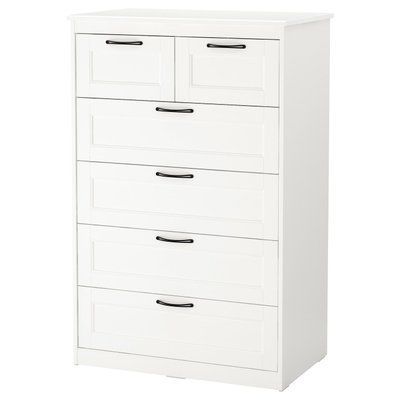 SONGESAND Комод, 6 ящиків, білий, 82х126 см 903.667.83 фото