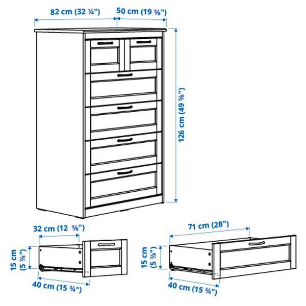 SONGESAND Комод, 6 ящиків, білий, 82х126 см 903.667.83 фото