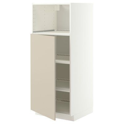 METOD Висока шафа для вбудованої техніки, білий/Хавсторп бежевий, 60x60x140 см 596.165.05 фото