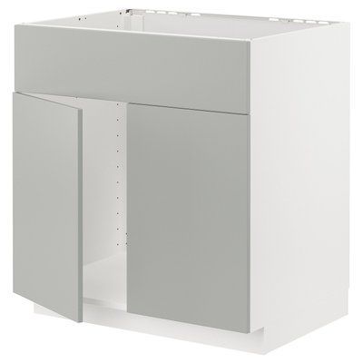 METOD Сто шаф, 2-дверна мийка, білий/Havstorp світло-сірий, 80x60 см 695.387.86 фото