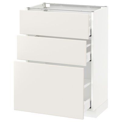 METOD/MAXIMERA Нижня шафа з 3 шухлядами, білий/білий Veddinge, 60x37 см 190.521.69 фото