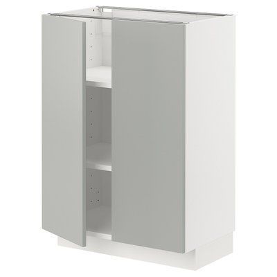 METOD Нижня шафа/полиці/2 дверцята, білий/Havstorp світло-сірий, 60x37 см 695.380.22 фото