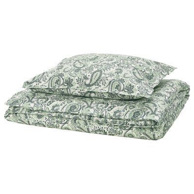 RODGERSIA Підодіяльник і наволочка, зелений/білий, 150x200/50x60 см 005.794.25 фото