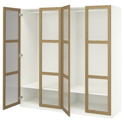 PAX/TONSTAD Гардеробна комбінація, біле/дубове скло, 200х60х201 см 495.493.66 фото