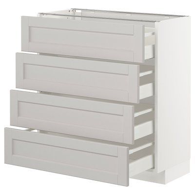 METOD/MAXIMERA Sz stj 4fr/4sz, білий/Lerhyttan світло-сірий, 80x37 см 992.743.93 фото