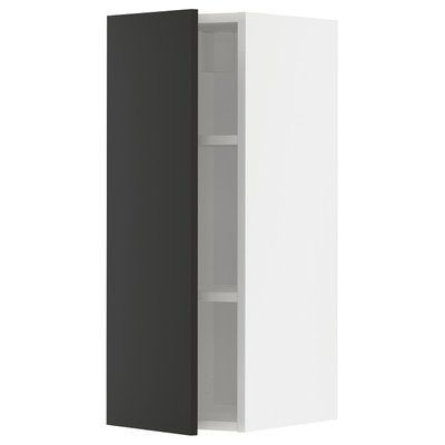 METOD Навісна шафа з полицями, білий/Nickebo матовий антрацит, 30x80 см 994.983.88 фото