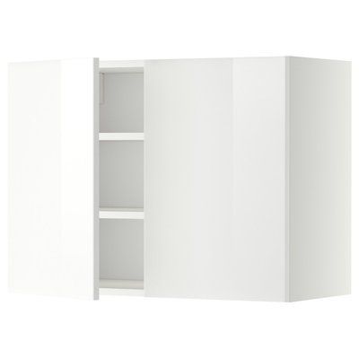 METOD Навісна шафа з полицями/2 дверцята, білий/Ringhult білий, 80x60 см 394.670.35 фото