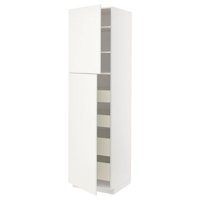 METOD/MAXIMERA Висока шафа, 2 двері/4 шухляди, білий/Хавсторп бежевий, 60x60x220 см 994.662.88 фото