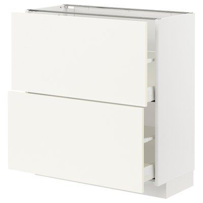 METOD/MAXIMERA Нижня шафа з 2 ящиками, білий/Вальстена білий, 80x37 см 595.072.24 фото