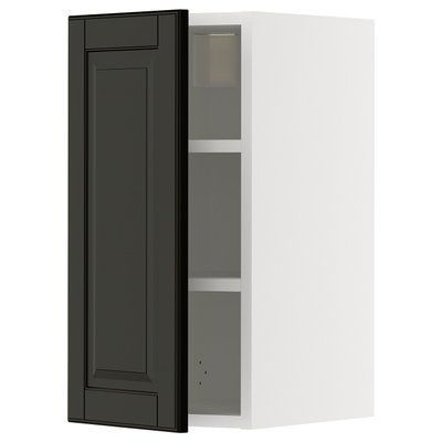 METOD Навісна шафа з полицями, білий/Бодбін чорний, 30x60 см 795.787.10 фото