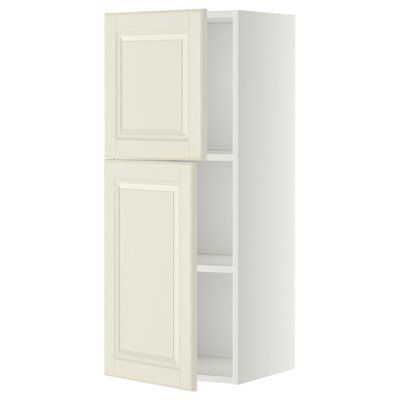 METOD Навісна шафа з полицями/2 дверцята, білий/Bodbyn cream, 40x100 см 594.628.62 фото