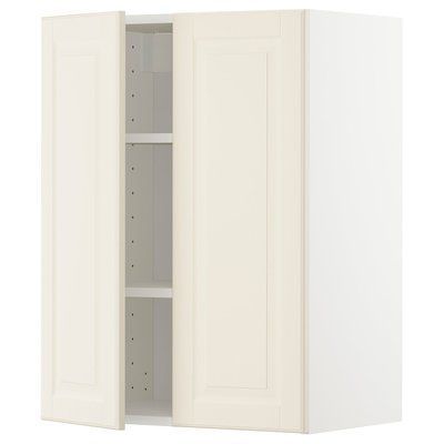 METOD Навісна шафа з полицями/2 дверцята, білий/Bodbyn cream, 60x80 см 894.576.23 фото