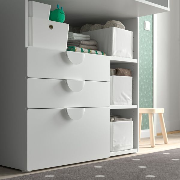 SMASTAD Пеленальний столик, біло-блакитний/з 3 ящиками, 90x79x100 см 495.827.61 фото