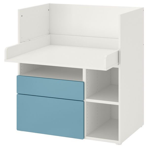 SMASTAD Пеленальний столик, біло-блакитний/з 3 ящиками, 90x79x100 см 495.827.61 фото