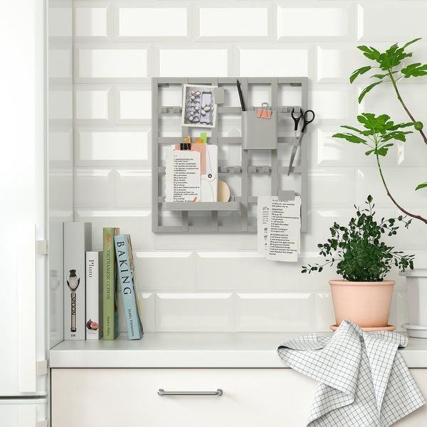 SNICKRA Панель для зберігання з 8 предметів, сіро-зелена, 38x38 см 405.182.46 фото