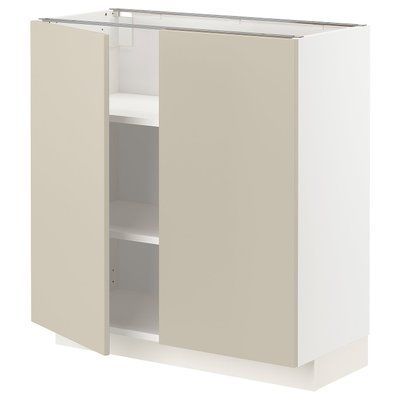 METOD Нижня шафа/полиці/2 дверцята, білий/Havstorp бежевий, 80x37 см 794.590.57 фото