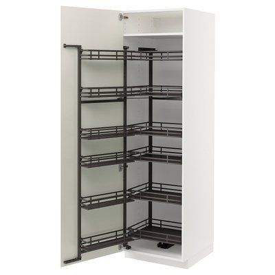 METOD Висока шафа з висувною коморою, білий/Veddinge білий, 60x60x200 см 994.432.25 фото