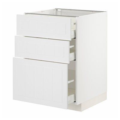 METOD/MAXIMERA Нижня шафа з 3 шухлядами, білий/білий Stensund, 60x60 см 294.094.99 фото