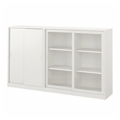TONSTAD Комбінація з розсувними дверима, кремове/прозоре скло, 201х37х116 см 895.717.70 фото