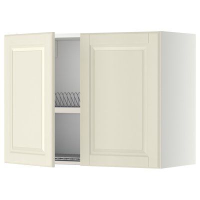 METOD Навісна шафа з сушаркою/2 дверцята, білий/Bodbyn крем, 80x60 см 694.602.35 фото