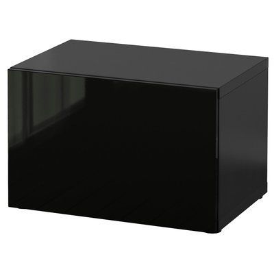 BEST&Aring; Шафа з дверцятами, чорно-коричневий/Selsviken глянцевий/чорний, 60x42x38 см 990.468.05 фото