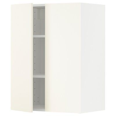 METOD Навісна шафа з полицями/2 дверцята, білий/Vallstena білий, 60x80 см 495.072.72 фото