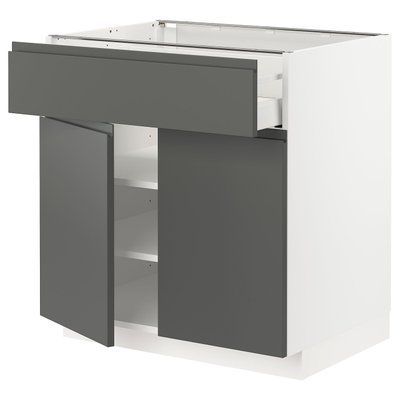 METOD/MAXIMERA Нижня шафа/2 двері, білий/Voxtorp темно-сірий, 80x60 см 994.578.30 фото