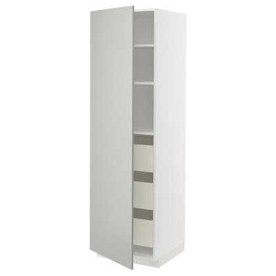METOD/MAXIMERA Висока шафа з ящиками, білий/Havstorp світло-сірий, 60x60x200 см 495.385.51 фото
