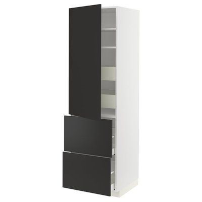 METOD/MAXIMERA H з половиною/4 двері/2 двері, білий/Nickebo матовий антрацит, 60x60x200 см 994.990.19 фото