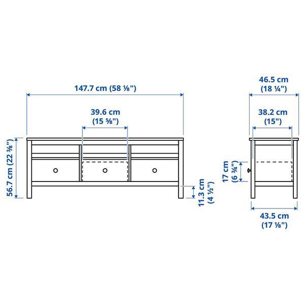 HEMNES Тумба під телевізор біла морилка 148х47х57 см 802.970.21 фото