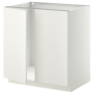 METOD Тумба під раковину/2 двері, білий/Veddinge білий, 80x60 см 994.564.30 фото