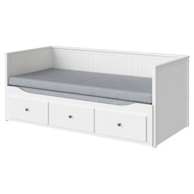HEMNES Кушетка з 3 шухлядами, 2 матраци, білий/твердий Agotnes, 80x200 см 794.281.17 фото