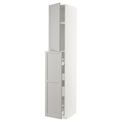 METOD/MAXIMERA 1-дверна/4-дверна шафа, білий/Lerhyttan світло-сірий, 40x60x240 см 494.697.84 фото