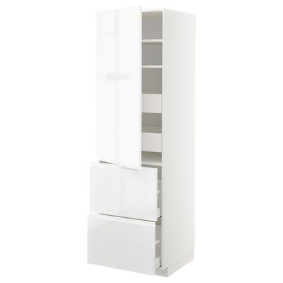 METOD/MAXIMERA H з половиною/4 двері/2 двері, білий/Voxtorp глянець/білий, 60x60x200 см 393.560.18 фото