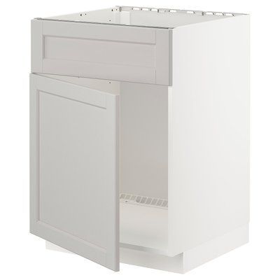 METOD Раковина Sza сотня з дверцятами/fr, білий/Lerhyttan світло-сірий, 60x60 см 694.584.78 фото