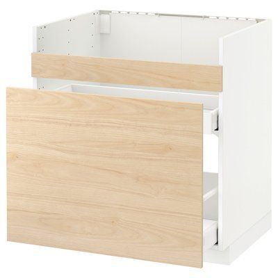 METOD HAVSEN/3-fr/2-стінна тумба під раковину, білий Maximera/Askersund світлий ясен, 80x60 см 092.805.48 фото