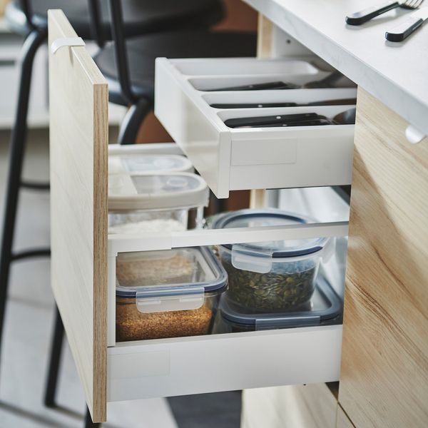 IKEA 365+ Контейнер/кришка для сухих кормів, прозорий/білий, 45352 л 800.667.23 фото