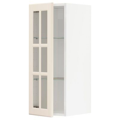 METOD Напівстінка/скляні двері, білий/Bodbyn cream, 30x80 см 193.949.88 фото